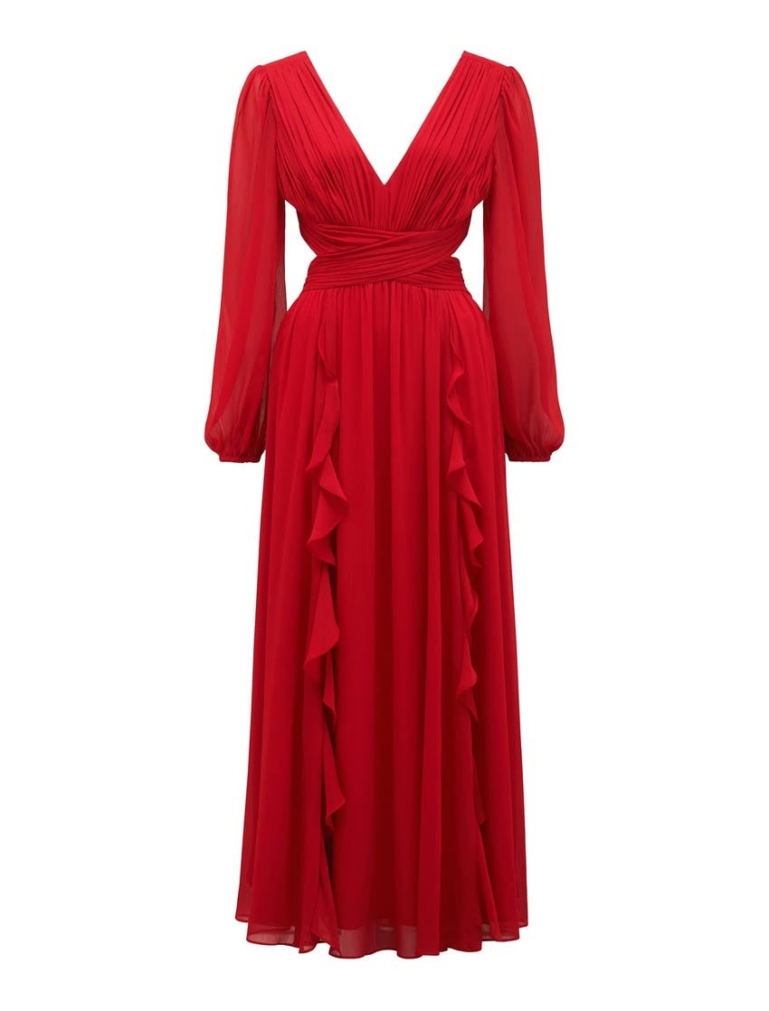 Rosalyn Long-Sleeve Frill Dress