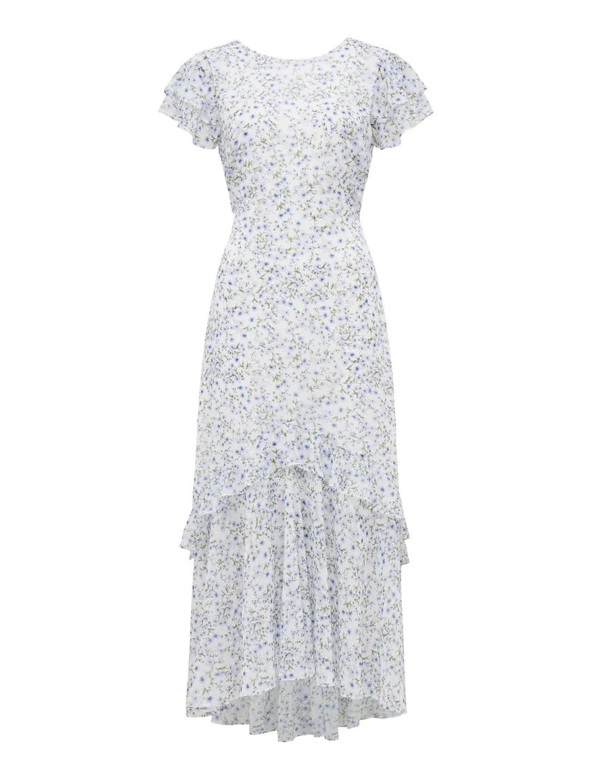 Josephine Flutter-Sleeve Maxi Dress
