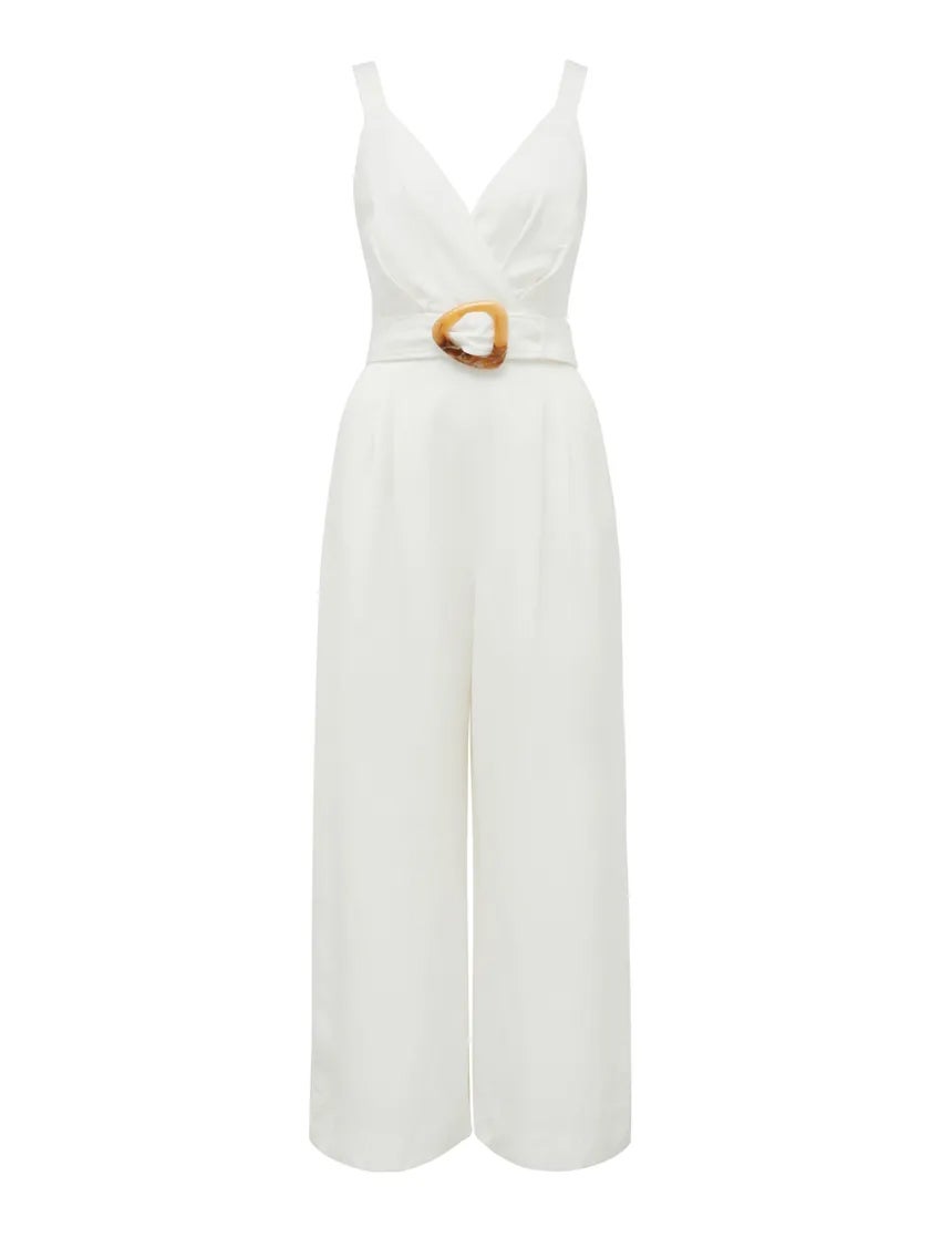 Kira Belted Linen Jumpsuit